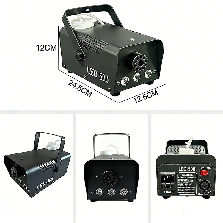 500W Fog Machine Portable Wireless Remote Smoke Fogger 5m Spray Range 0.25L Tank Halloween Christmas Wedding DJ Party Stage Show