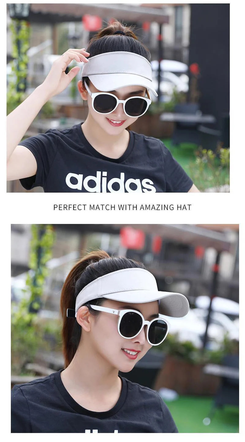 Sun Hat Women Baseball Cap Summer White Sun-Proof Caps Empty Top Visors Seaside Outdoor Sport Tennis Golf Hat