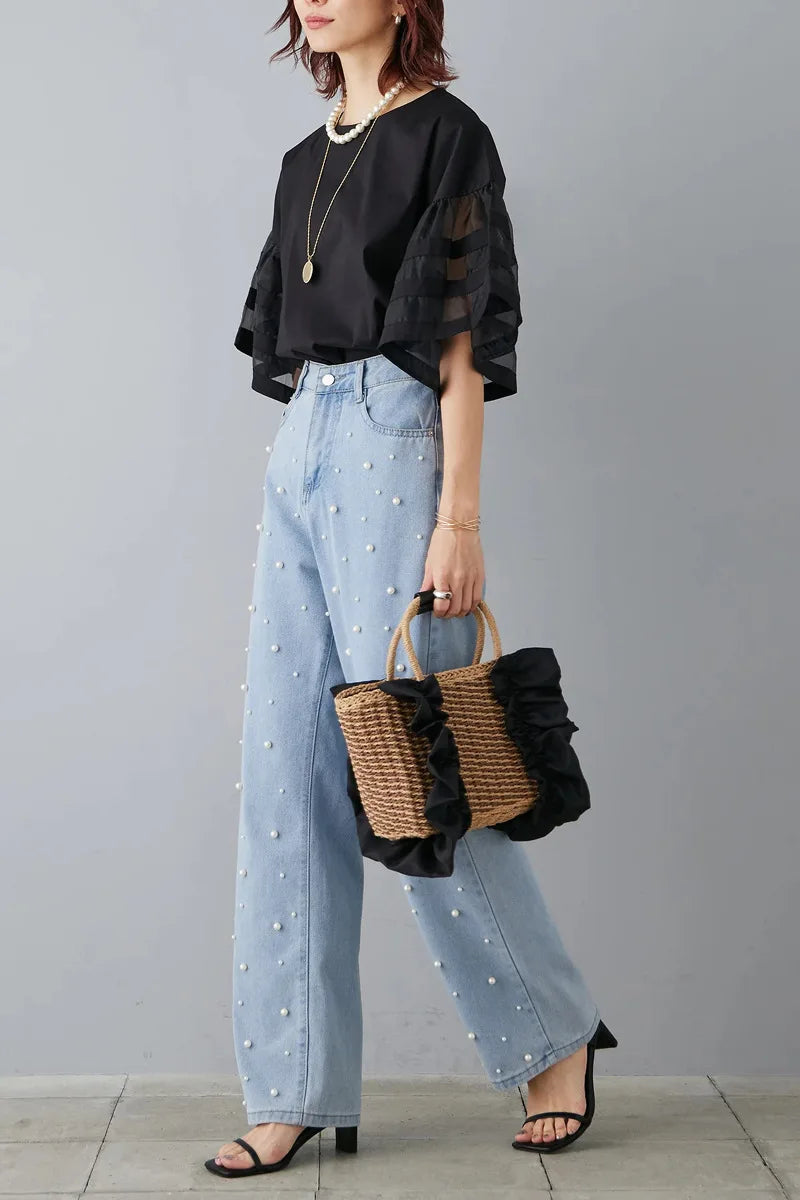 Flare Sleeve Shirts & Blouses Fashion Loose 2026 Woman Blusas New Arrivals Camisas Japan Korean Ropa Mujer Summer Tops
