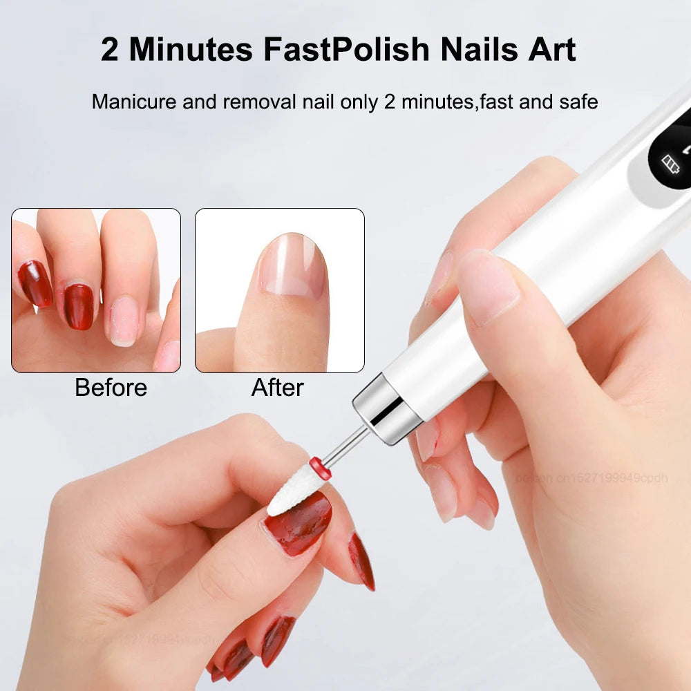 Professional Electric Nail Drill Machine 15000RPM Portable Manicure Pedicure Set for Acrylic Gel Nails New Nail File Tool