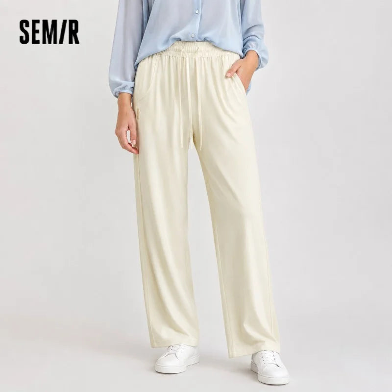 Women Pants Casual Slit Loose Curved Slim Fit Minimalist Lazy Versatile Curved Leg 2026 Summer Fashion Daily Top