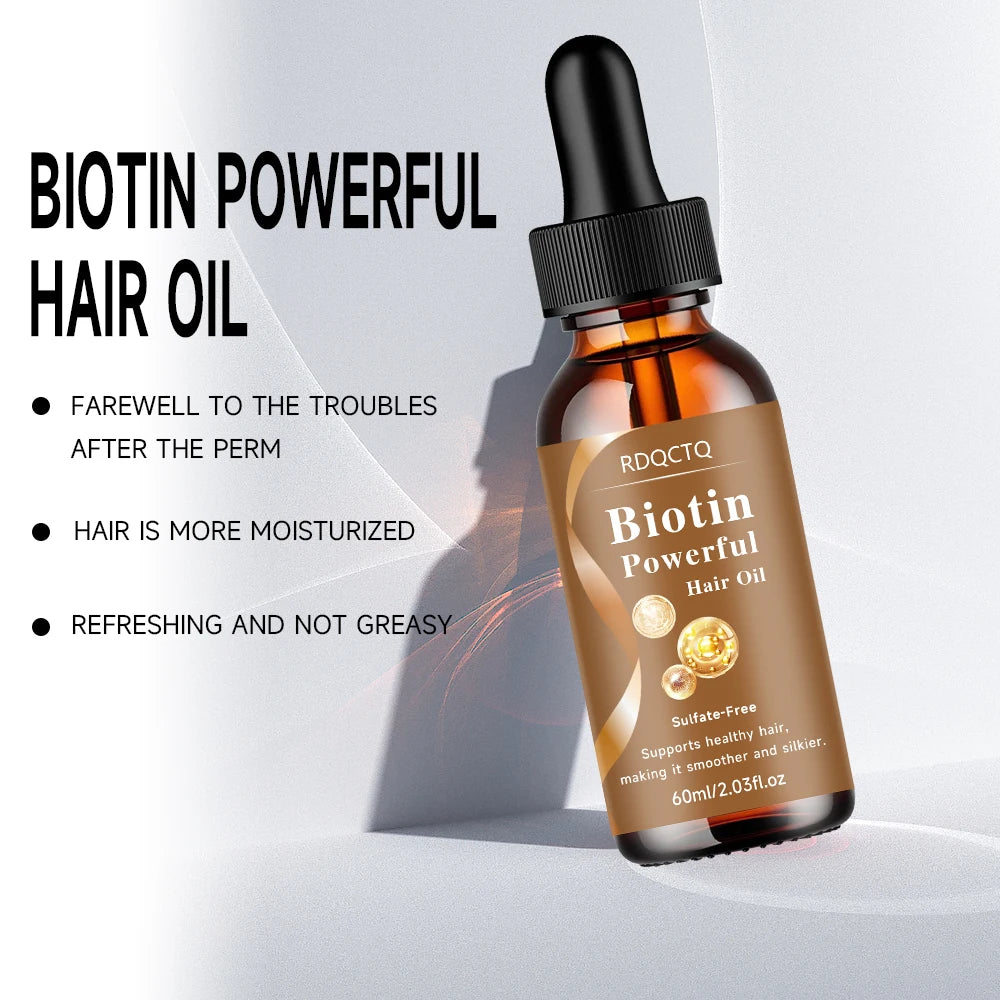 Biotin Hair Care Oil for Dry Hair - Nourishing Treatment for Women with Smooth Silky Shiny Results - Natural Hair Care Essential