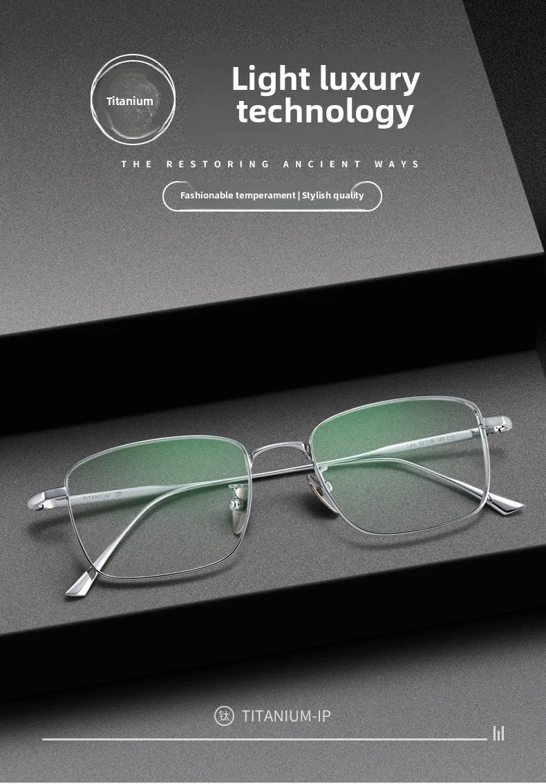 CLLOIO Pure Titanium Wire Retro Half Frame Glasses Men Women Fashion Reading Glasses Optical Prescription Progressive Eyeglasses