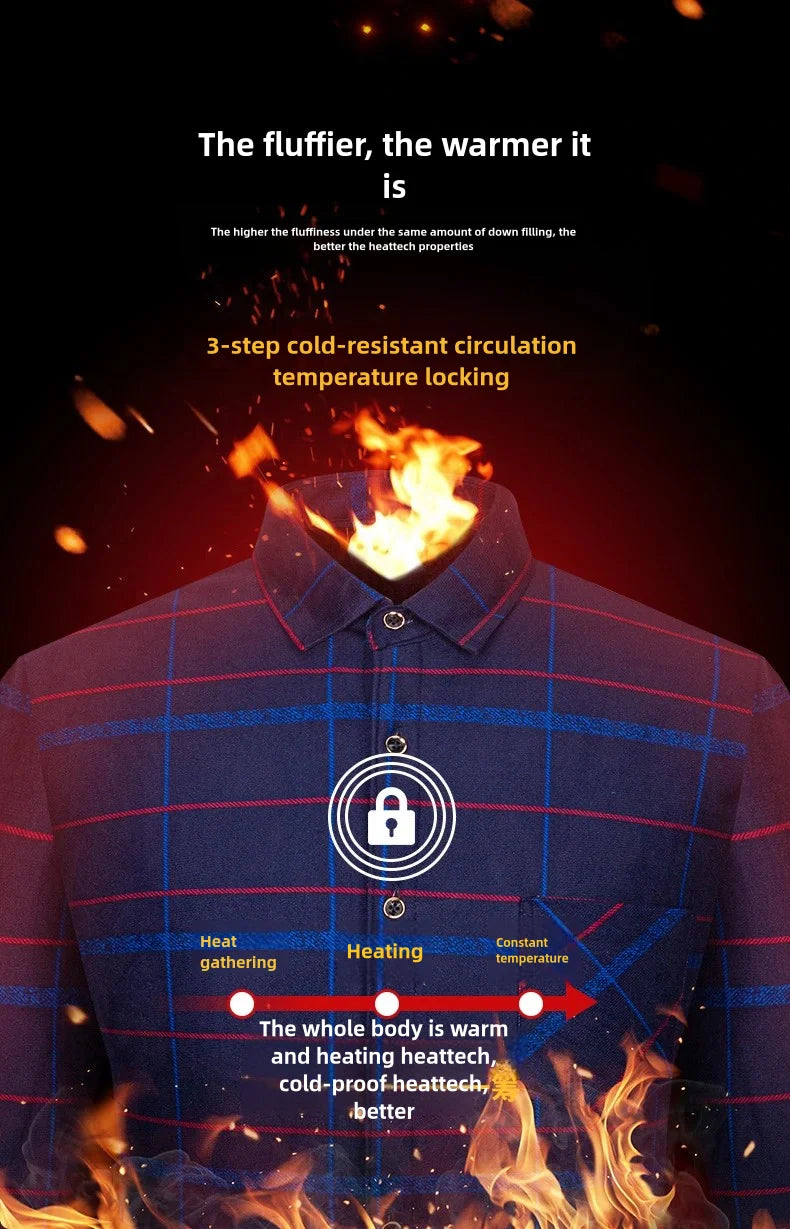 Men's Long Sleeved Shirt With Fleece Lined Winter Thickened Flannel Casual Plaid Stripe Daily Slim Man Clothes Plus Size 8XL 7XL