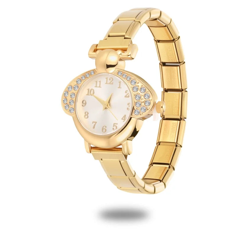 Irregular alloy case Arabic numeral classic dial Stars-shaped diamond-encrusted fashion Stainless Steel Bracelet ladies watch
