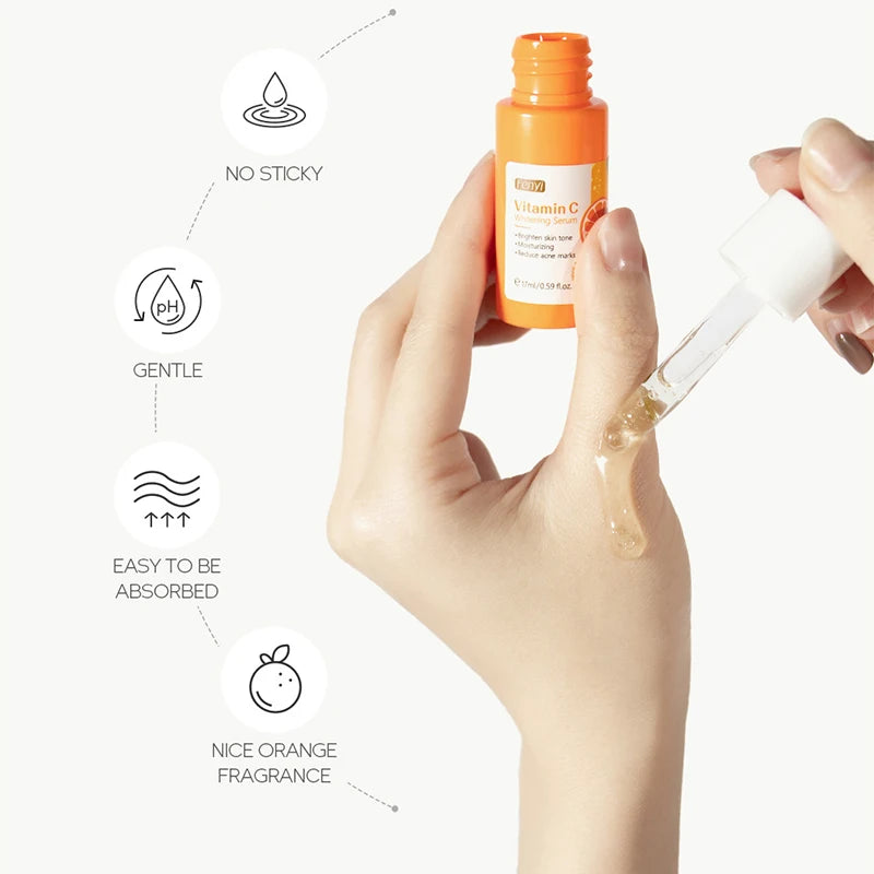 17ml Vitamin C Serum Moisturizing Nourish Skin VC Hyaluronic Acid Face Essence Shrink Pore Face Serum Skin Care Products