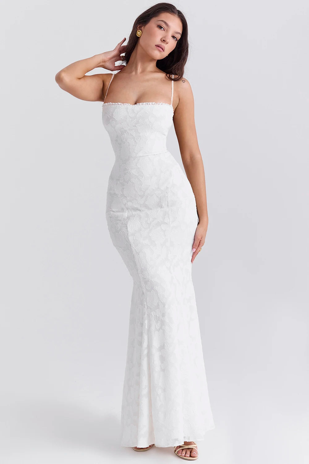 Articat-Women's Sexy Sleeveless Lace Patchwork Backless Bodycon Maxi Dress, Elegant Party Club Evening Dress, 2024 Summer