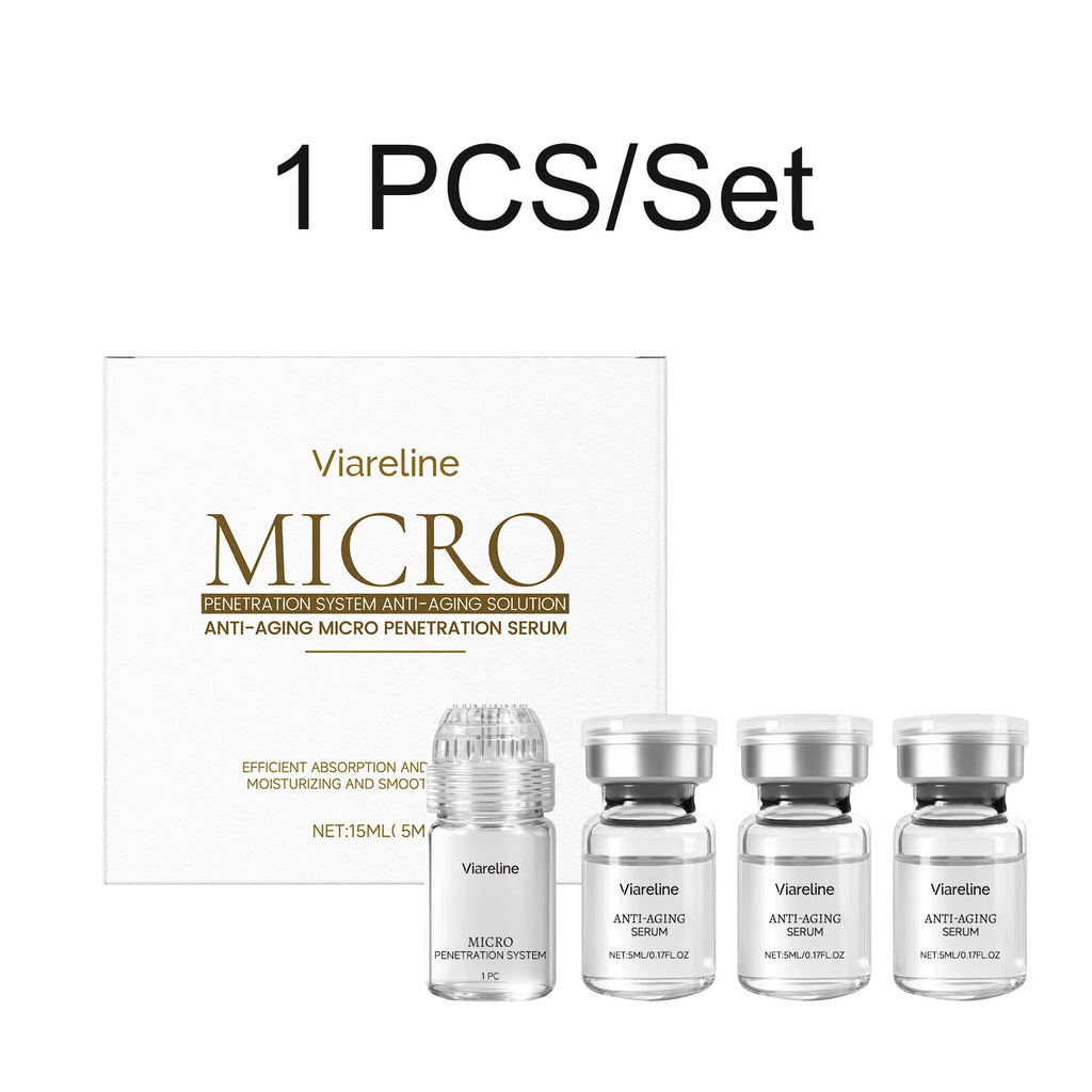 Collagen 0.2mm Microneedle Serum Set Hydrating Firming Smoothing Facial Roller Serum Pro Home Beauty Care Kit Glowing Skincare