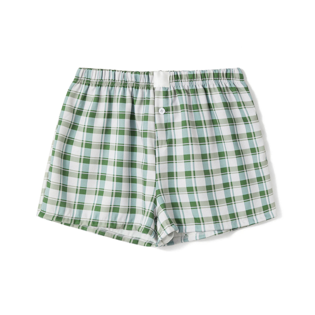 hirigin Women Y2k Gingham Boxer Shorts Stripes Button Elastic Waist Boxers Cute Mini Bloomers Plaid Loose Fit Boy Shorts