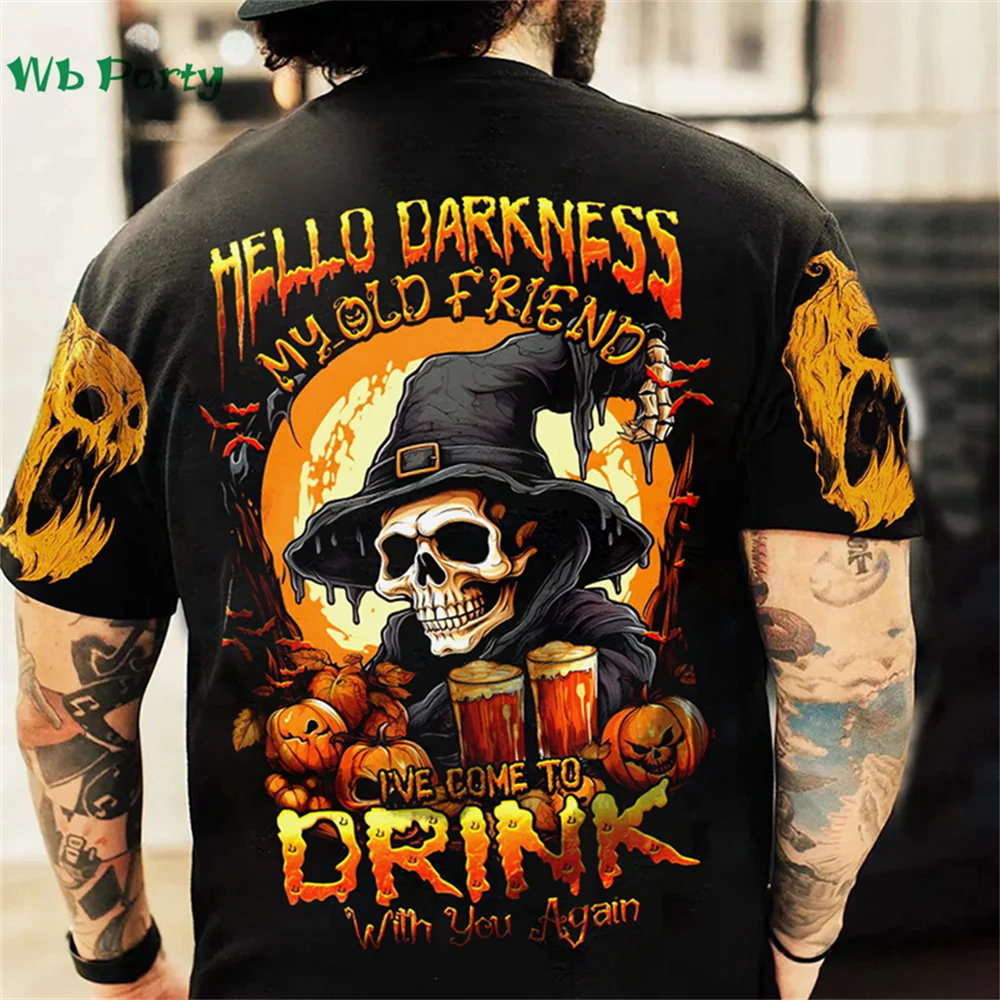 Skull Pattern Back Print Clothes Men Graphic Tees Men's Summer Clothes Designer Clothes Men Short Sleeve Tee Skull Graphic Tees
