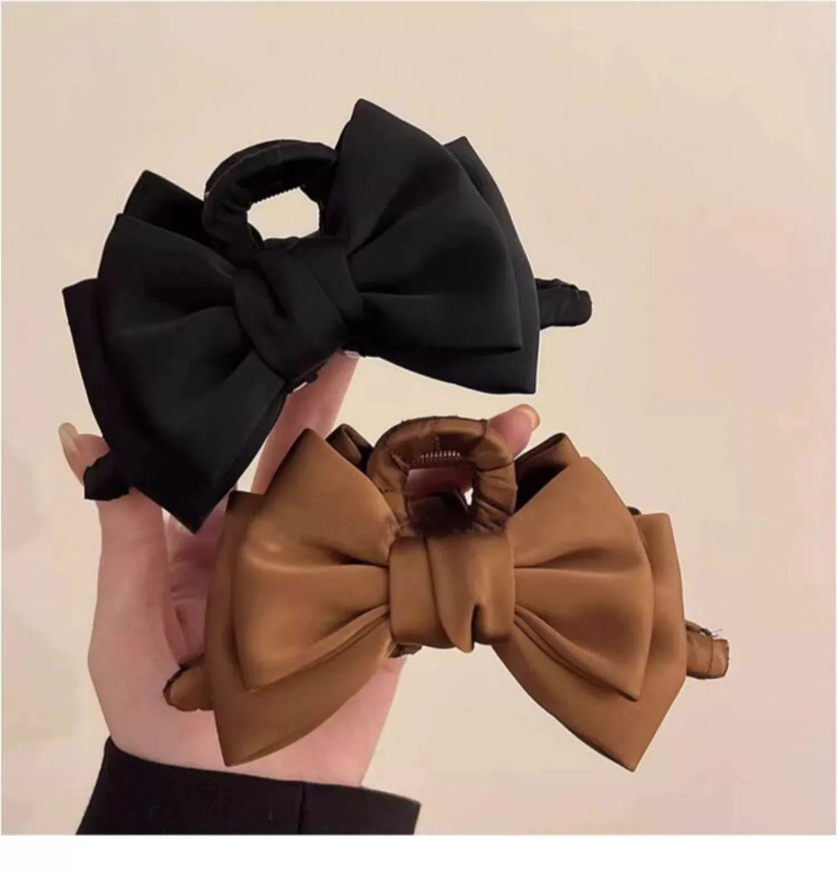 FENGCHE Bow Hairclaw Elegant Temperament Satin Grab Hair Accessories Shark Clip on The Back of The Head Hair Claw Clip