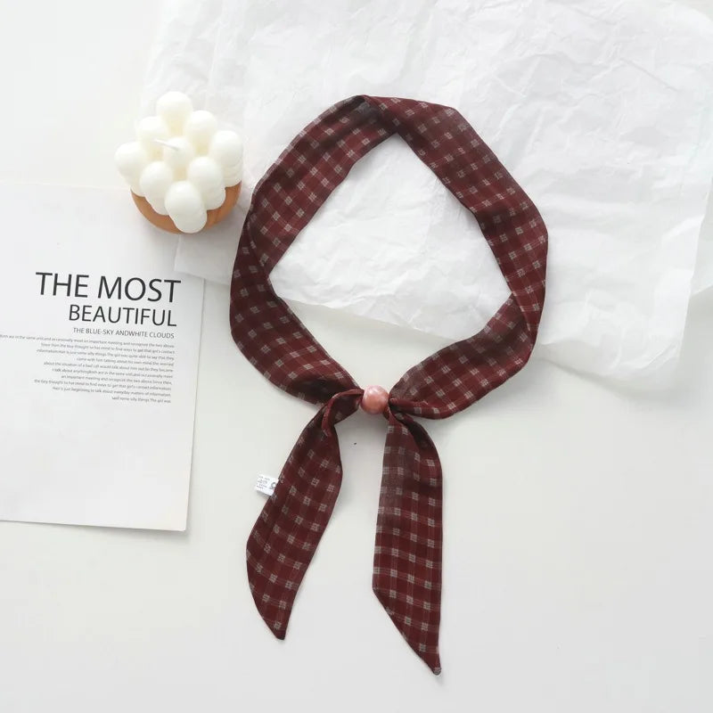 Retro Maillard Brown Floral Scarf Fashionable Old Money Style Light Luxury High-Grade Temperament Small Square Towel Lazy Scarf