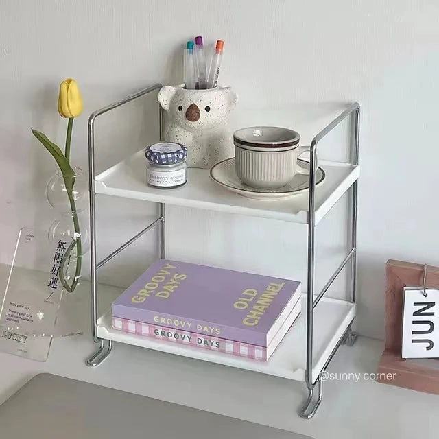 Desktop Organizer Rack Cosmetic And Skin Care Products Storage Shelf Iron Material Bedroom Living Room Kitchen Bathroom Use