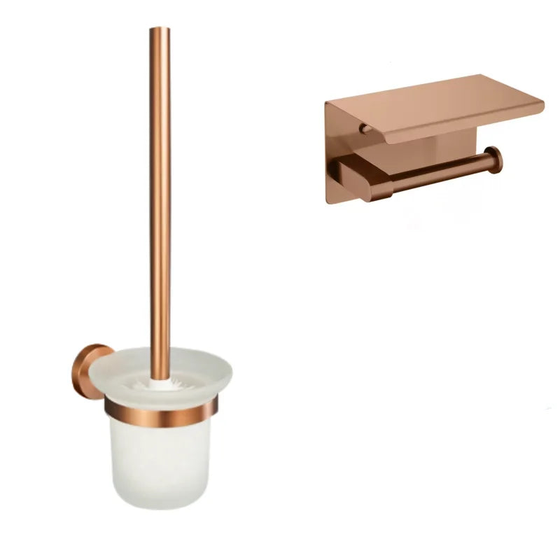 High-quality Brushed Rose Gold 304Stainless Steel Beautiful Wall Hook Toilet Paper Holder Towel Bar Bathroom Accessories