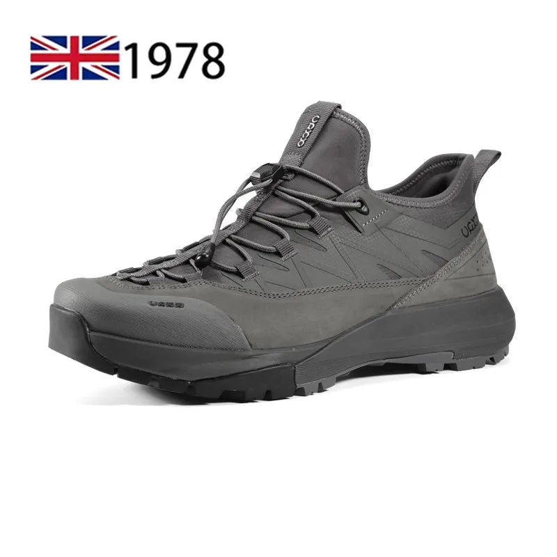 Genuine Leather Hiking Walking Shoes for Men Elastic Band Non Slip Sneakers Comfortable Outdoor Travel Running Shoes