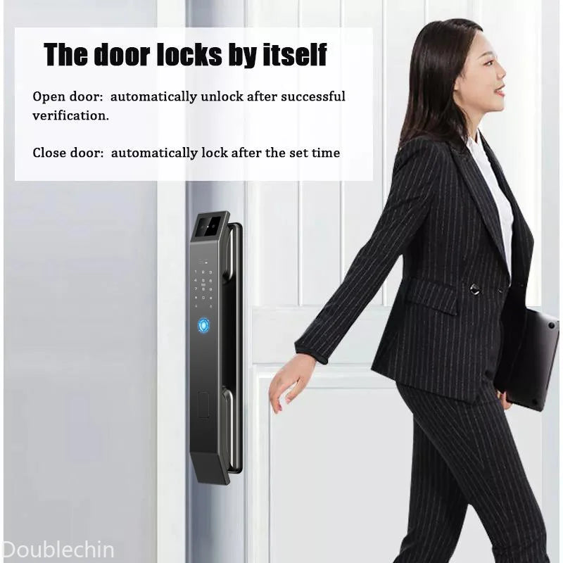 3D Face Recognition Unlock Digital Door Lock With Camera FIngerprint Password Unlock Keyless Electronic Door Lock