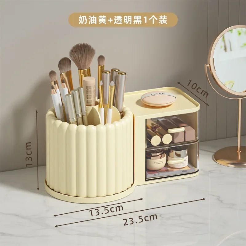 360 Rotating Makeup Desktop Cosmetic Storage Box Organizer Large Capacity for Bathroom Portable Lipstick Makeup Brush Pen Holder