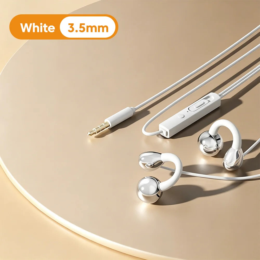 Clip-on Type C&3.5mm Wired Control Headphones HIFI Sound Sports Earbuds Gaming Headsets Earphones in HD Mic For iPhone 15 16 17