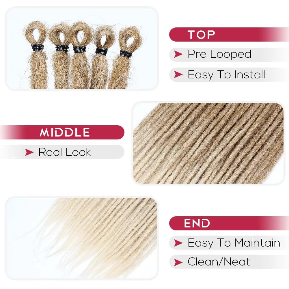Dreadlock Extensions, 22" Brown to Blonde Synthetic Crochet Dreads Extensions 100% Handmade Single Ended Dreads Thin 0.6cm Width