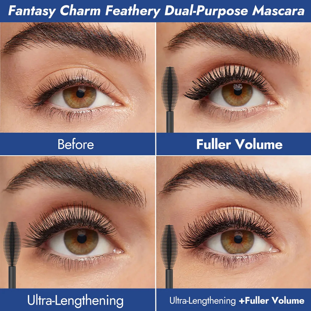 MISS ROSE Black Mascara Set, Big Brush Head Volumizing Lengthening Curling Mascara,Waterproof Eyelash Primer Eye Makeup Cosmetic