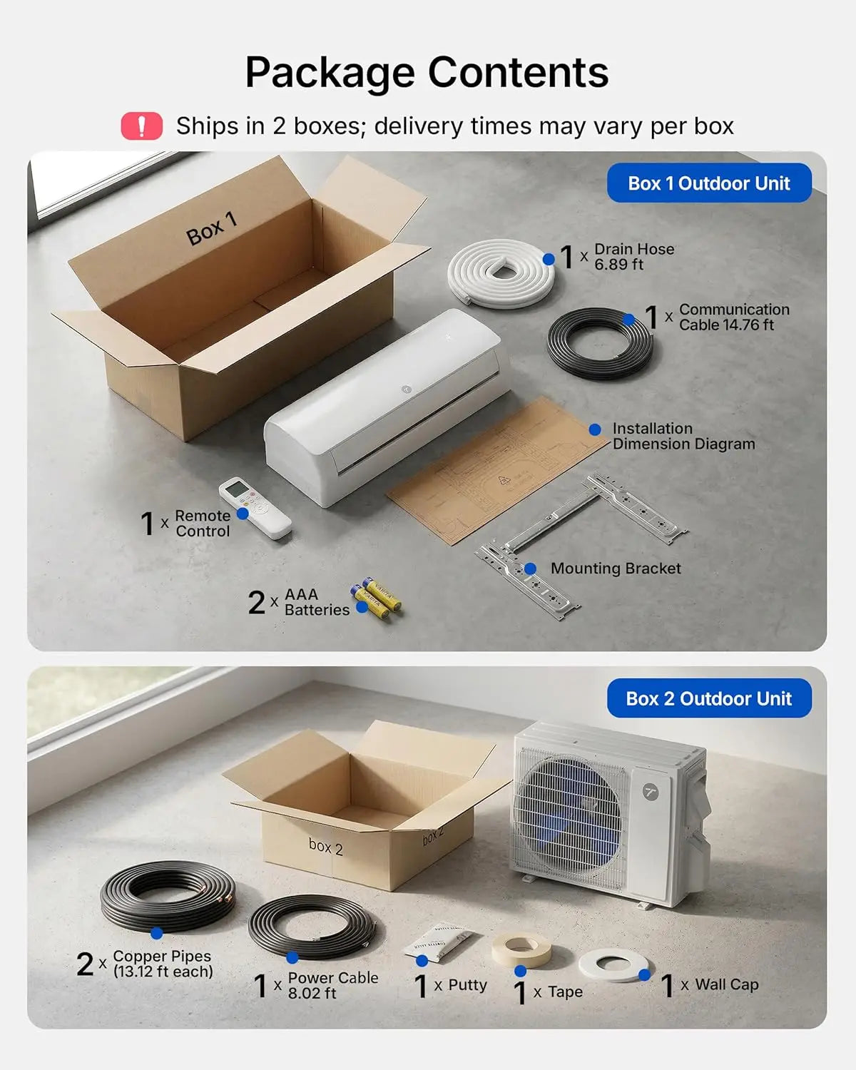 18000 BTU Mini Split AC/Heating System, 20 SEER2 Inverter, 208/230V Ductless Air Conditioner for Up to 1250 Sq.Ft, WiFi, Custom