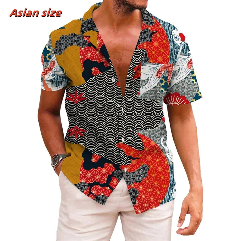 Leaf Coconut Tree Pattern Hawaiian Shirt For Men Plants 3D Printed Short Sleeve Tops Casual Lapel Aloha Shirts Loose Blouses