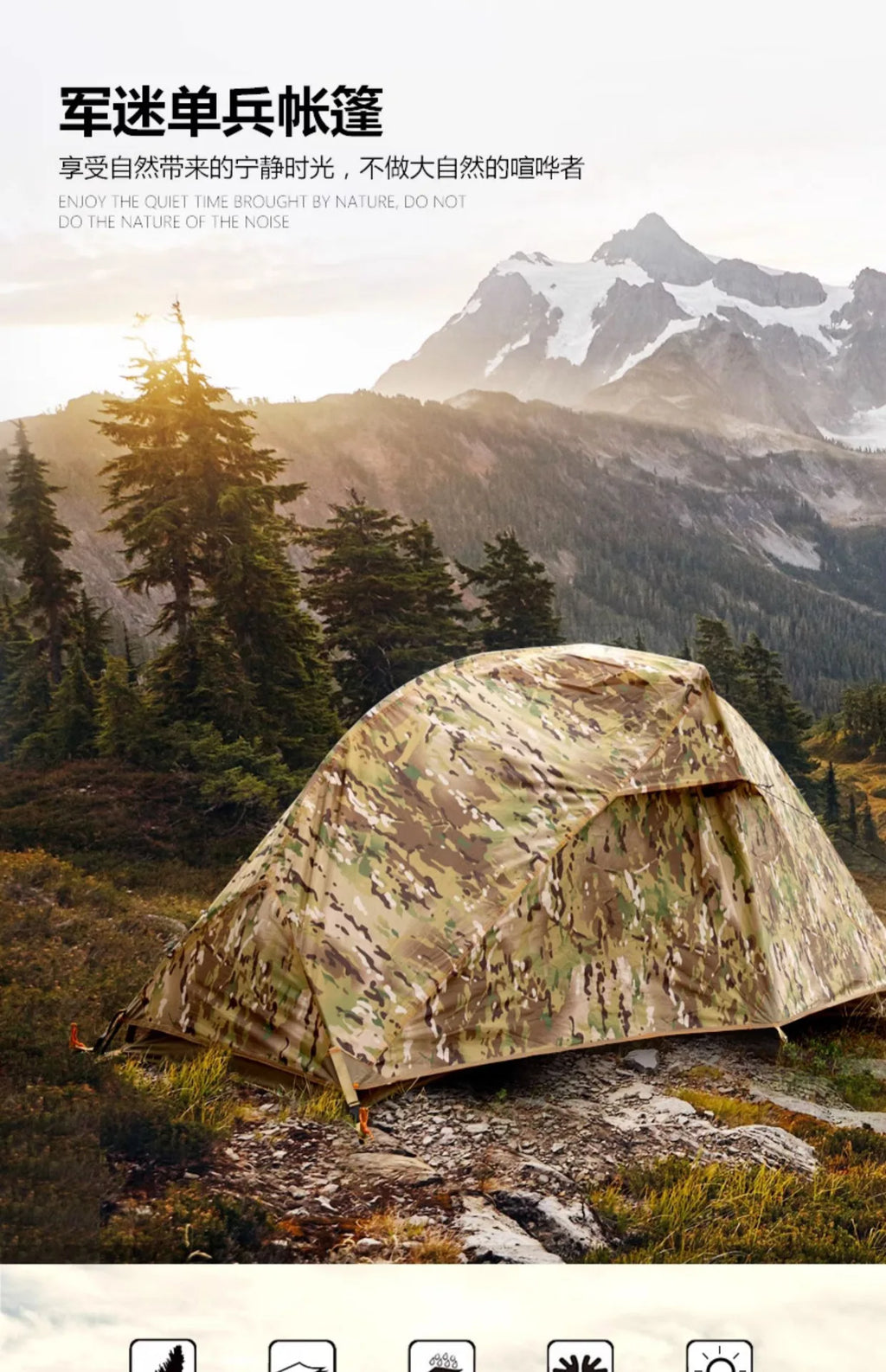 Outdoor Single Camping Tent Ultra light Hiking Tent, Double-layer Marching Camouflage Rainproof Tent trekking Shelter Tent