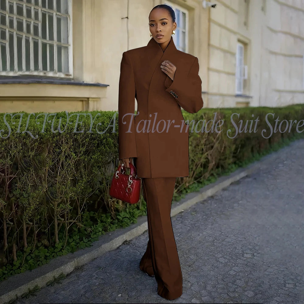 White Pants Suit Woman Luxury 2 Pieces Jacket Pants Smart Casual Office Lady Blazer Set Solid Color Trajes De Mujer Elegante
