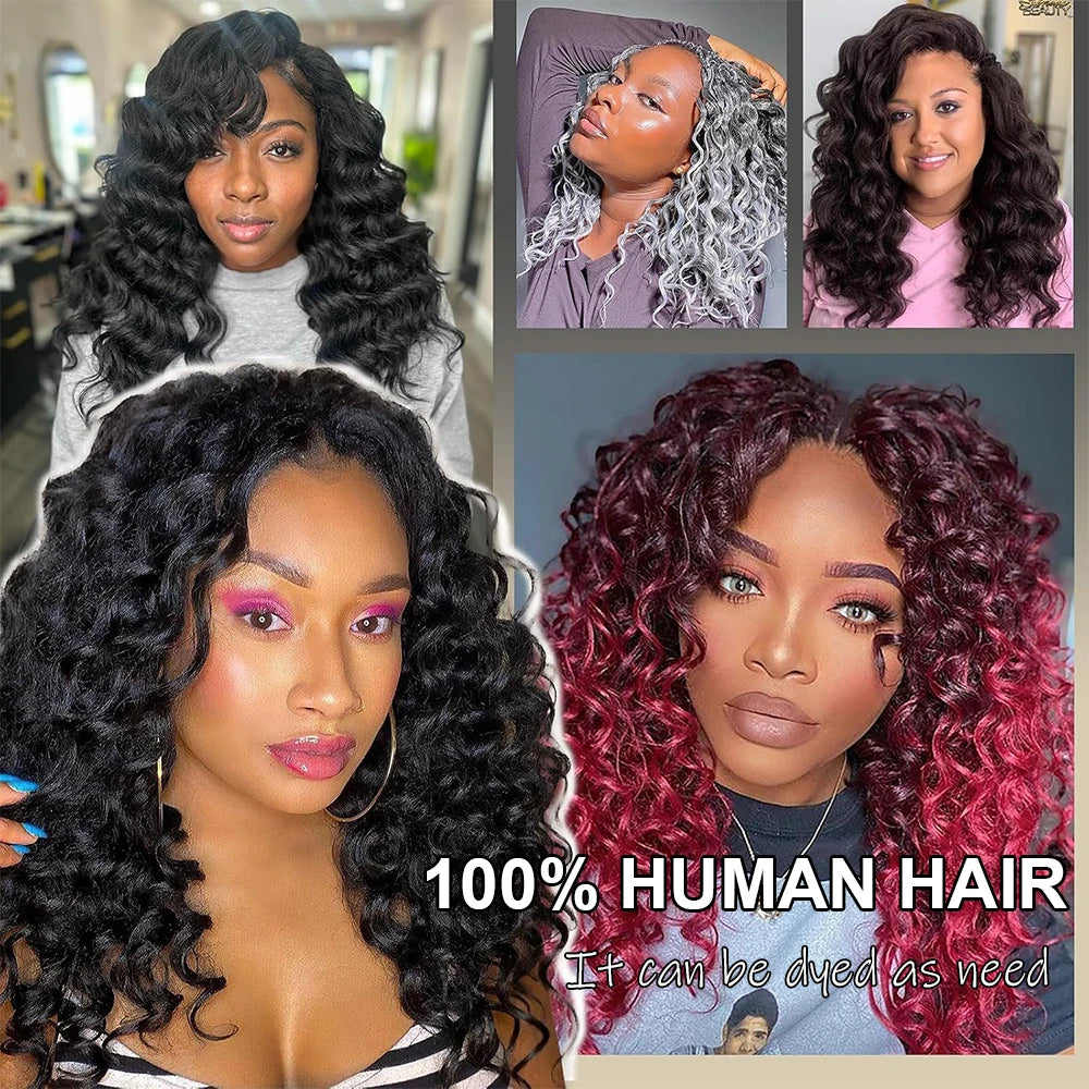 Ocean Wave Miracle Knots Crochet Human Hair Pre-Separated Feathered Human Crochet Hair 60g/pcs Burmese Curly Human Hair Bundles