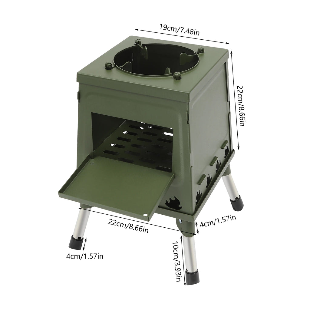 Tent Stove | Black/Green | Portable Wood Stove for Camping Outdoor | Tent Heater Camping Stove Wood Tent Stove Outdoor