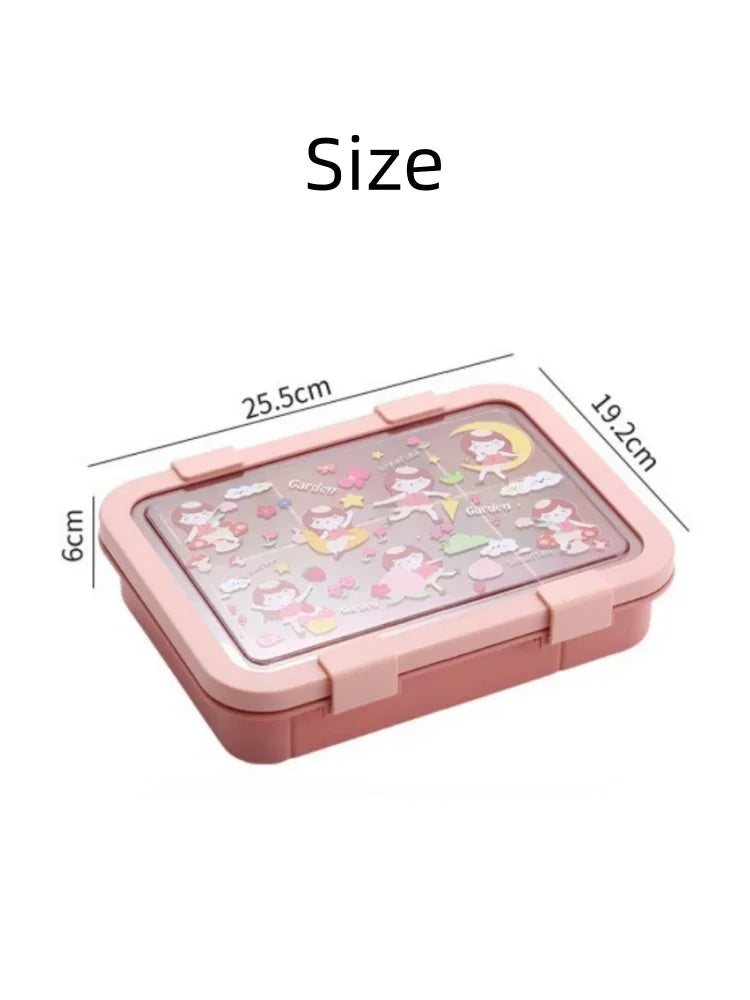 1500ML Cartoon Lunch Box Portable Rectangular Kids Students Office Benton Box Leakproof Food Container Microwave Oven Tableware