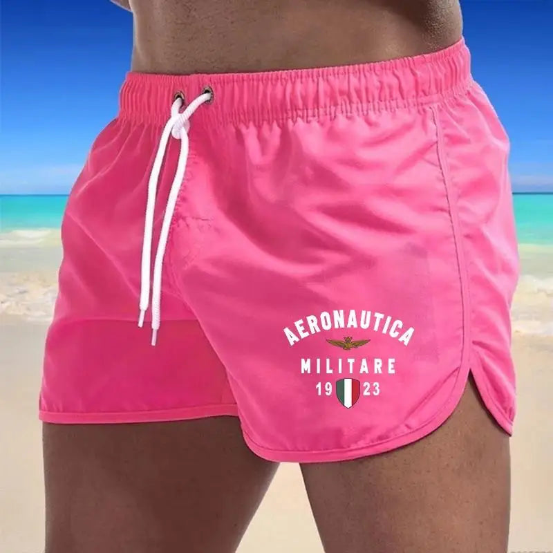 2024 Men's Fashion Printed Swimming Shorts Quick-Drying Beach Suit Breathable Drawstring Pocket