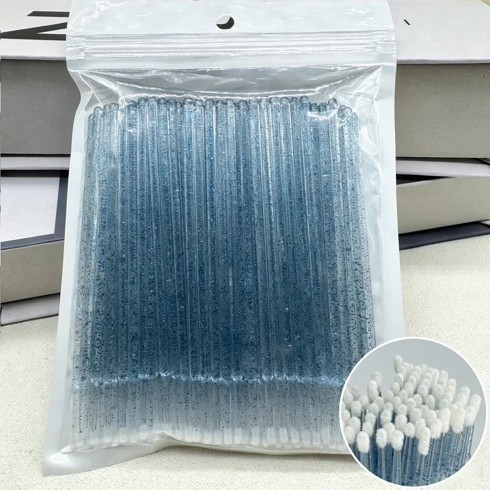 100PCS Crystal Micro Brush Disposable Lashes Removing Swab Mascara Wands Applicator Eyelash Extension Brushes Makeup Tools
