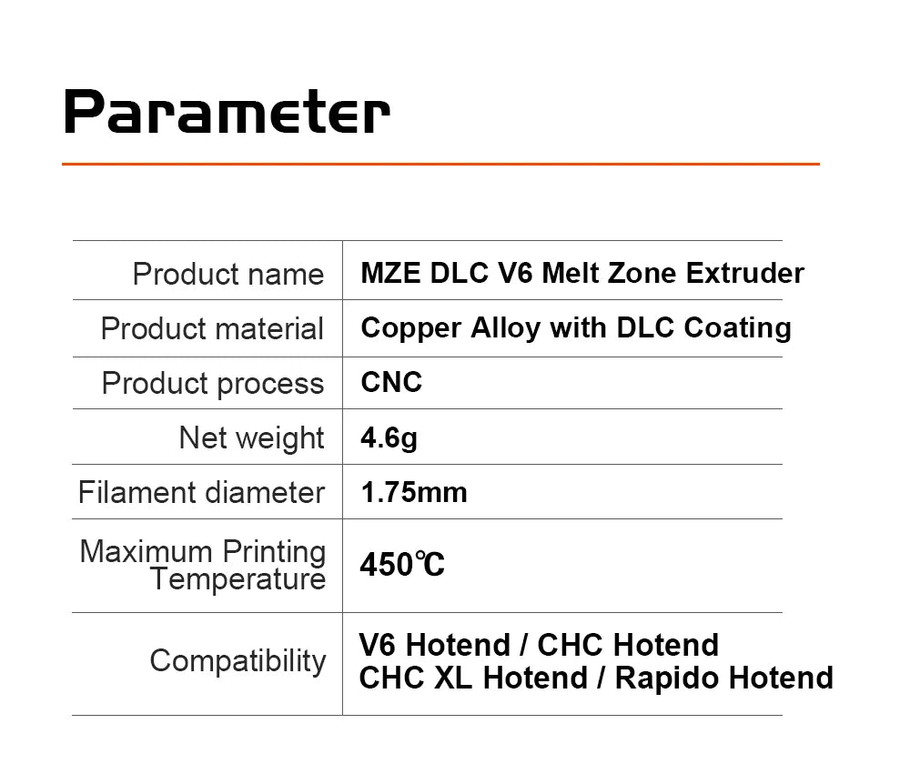 Trianglelab MZE™ DLC V6 Melt Zone Extruder Increase Flow for V6 Nozzle CHC Hotend CHC XL Rapido Hotend Voron 3D Printer