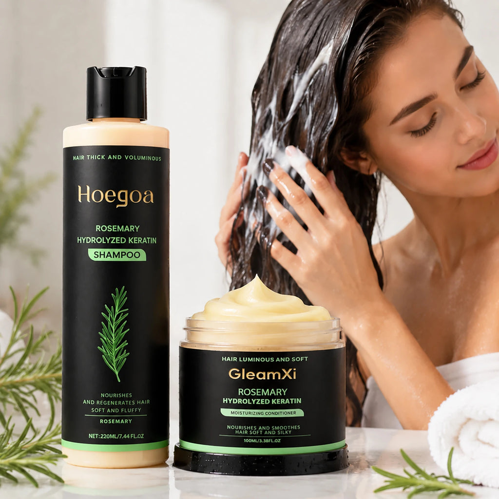 Rosemary Hair Growth Shampoo&Conditioner Set Hydrolyzed Keratin Natural Anti Loss Thickening Shampoo Repair Nourishing Scalp