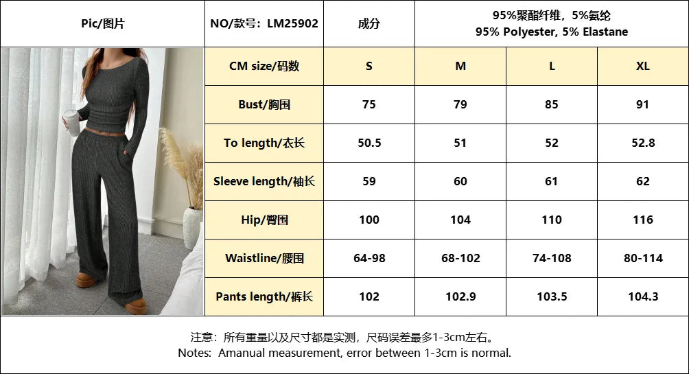 Casual Workout Two Piece Sets Woman Outfits Crop Long Sleeves Tops Long Pants Tracksuit Suit Summer And Fall 2026 New Lounge Set