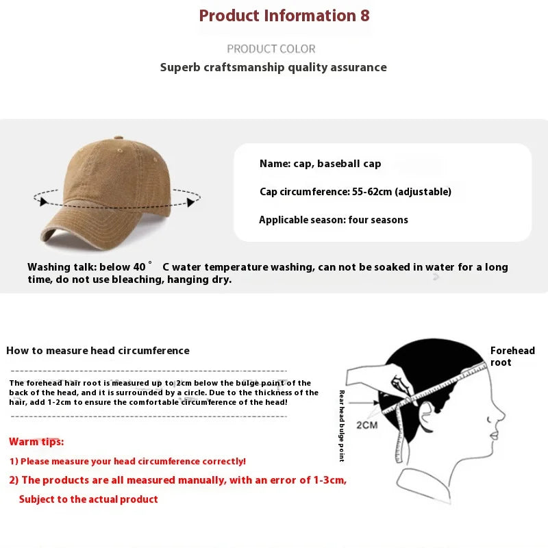 URBANCREW Washed Cotton Baseball Cap – Adjustable Streetwear Hat