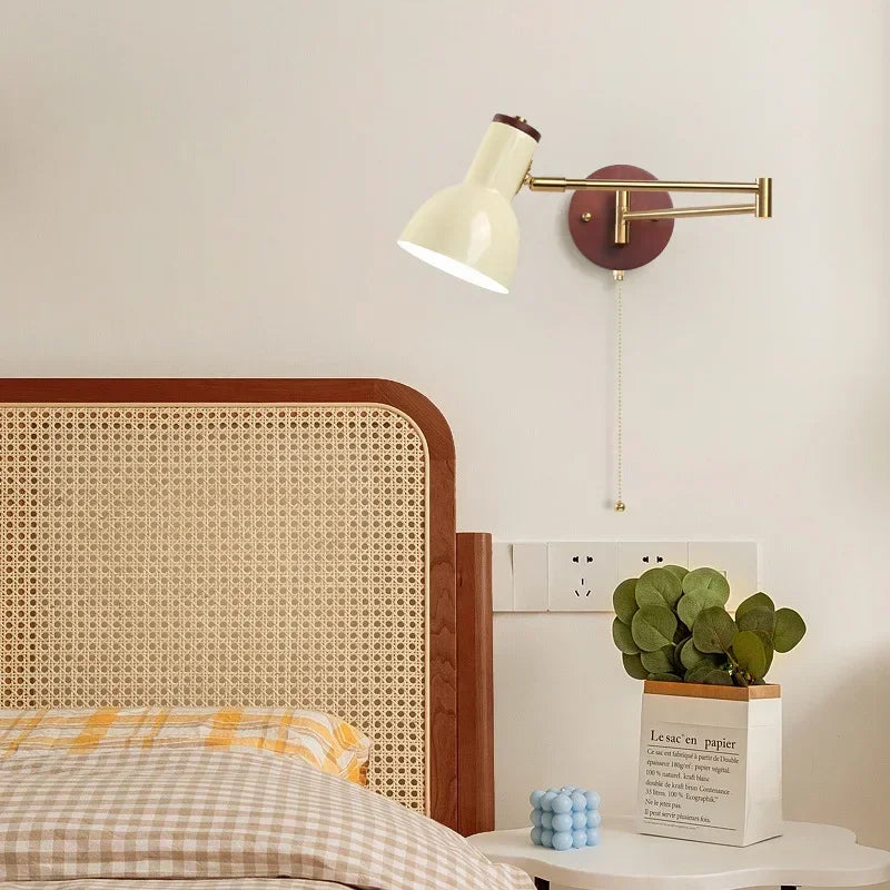 LED Bedroom Bedside Wall Lamp Swing Arm Wall Light Folding Telescopic Study Reading Lamp Study Decor Sconce Lighting