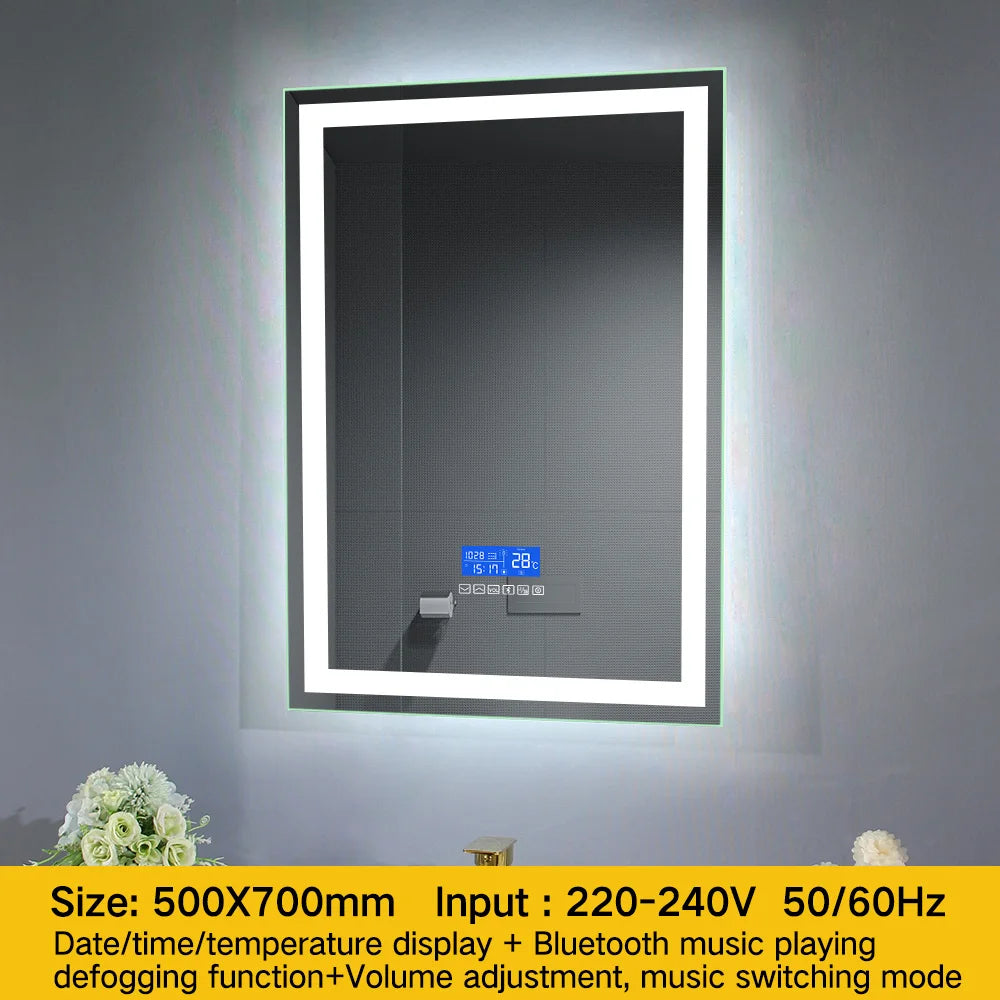 Smart Bathroom Touch Switch Screen Mirror Glass Wifi Washroom Espejo Vanity Led Light Wall Bath Mirror