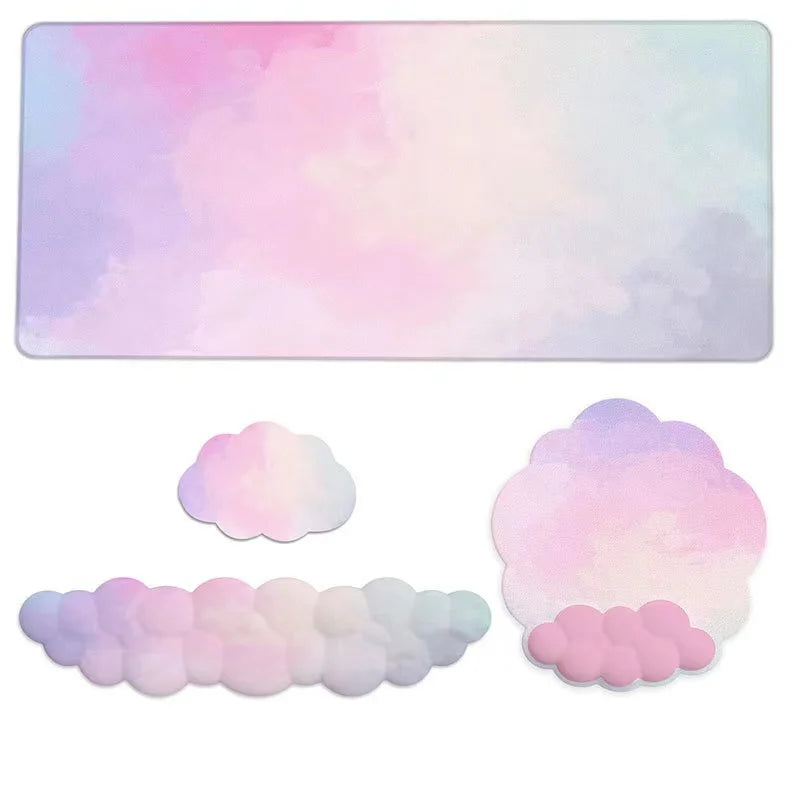 Cloud Gradient Gaming Keyboard Pad Wrist Pad Cloud Wrist Pad Mouse Pad Ergonomic Laika Foam Memory Non-Slip Support Office