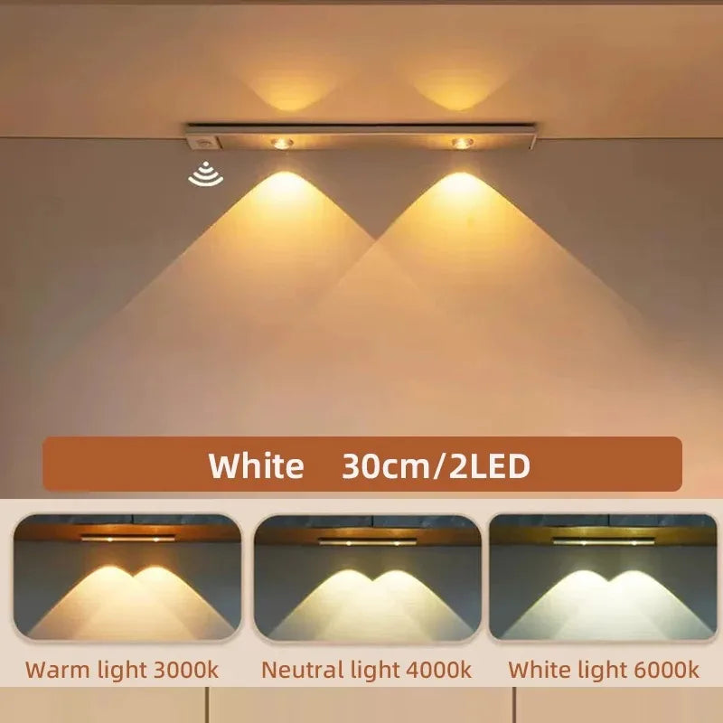 LED Ultra Thin Under Cabinet Lights Motion Sensor Night Light Wireless 3Color Dimmable For Kitchen Cabinet Bedroom Wardrobe Ligh