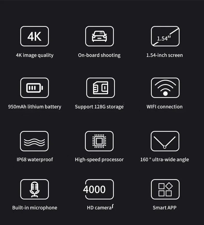 4K 60FPS Ultar HD Mini Action Camera Wifi Remote Control Screen Waterproof DV Sport Camcorder Drive Recorder Wireless Webcam V8