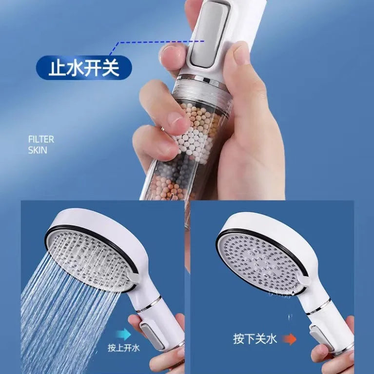5 Modes High Pressure Shower Head Anti Limestone Filter Hygienic Remove Calcario Shower with Holder and Hose Bath Accessories