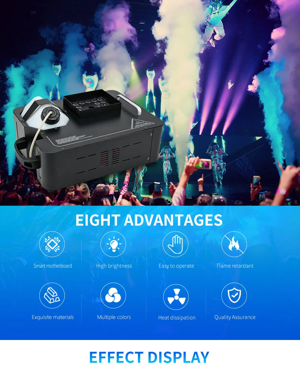 1500W Remote Control 24x9W RGB 3in1 Fog Machine DMX Controller for DJ Club Patry KTV Concert Weeding