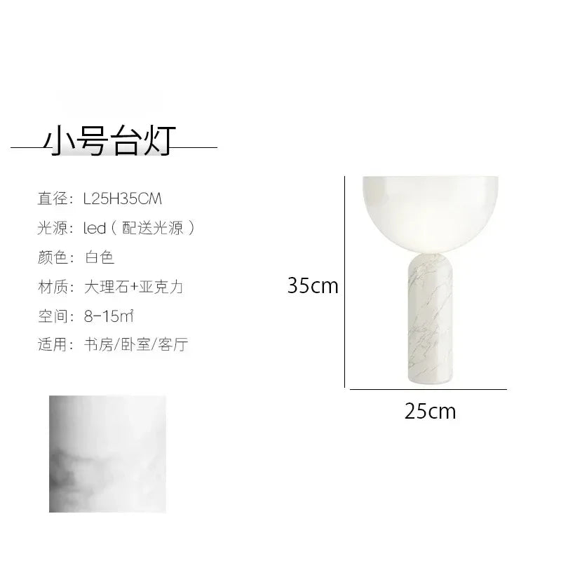 LED Minimalist Touch Mushroom Lamp Designer Marble Table Light Study Room Office Desk Lamp  Living Room Bedroom Beside Lamp