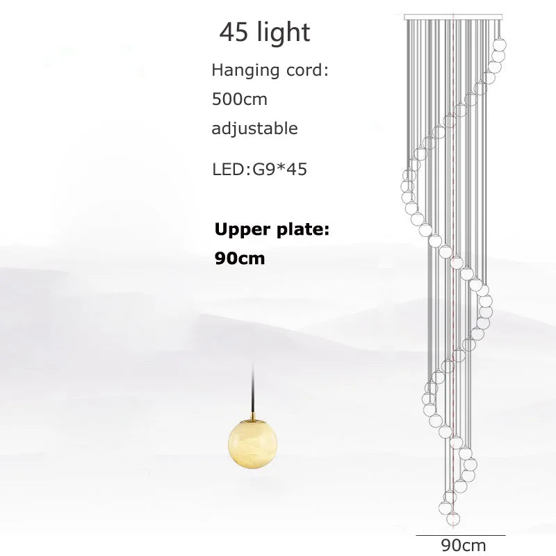 2026 New Modern Staircase Decor Lighting Luxury Marble Chandeliers Duplex Villa Loft Dining Room Hall Living Room Pendant Lights