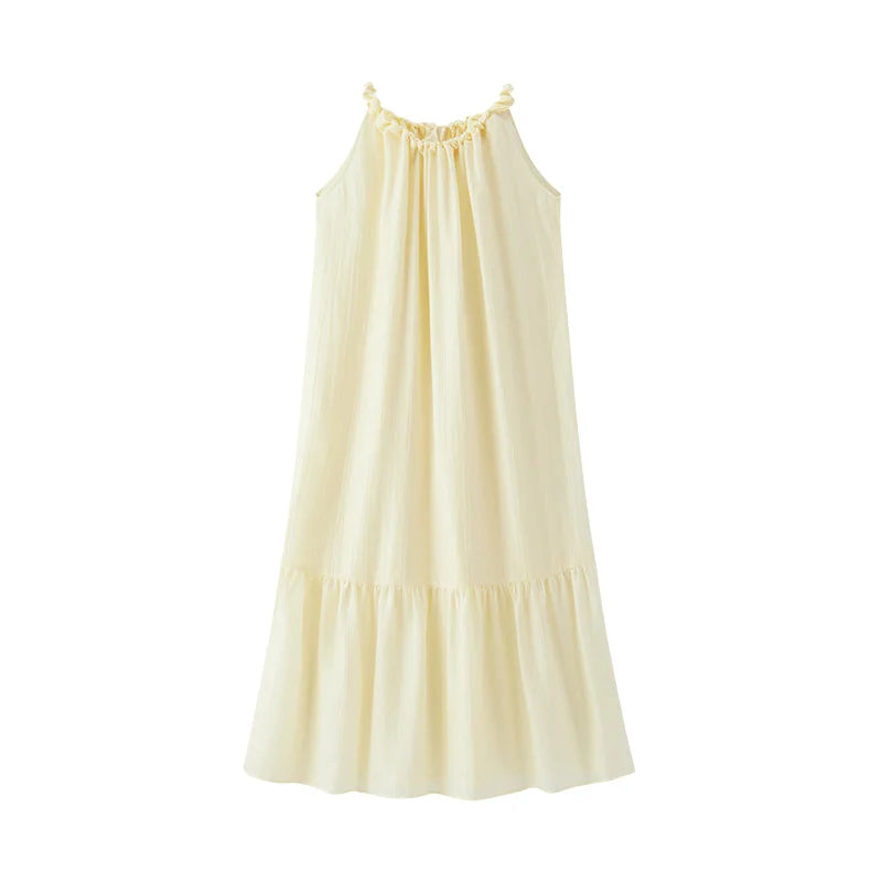 Semir Women Dress Bowknot Textured Halter Neck Vacation A Line Maxi 2026 Summer Romantic Fresh Elegant Soft Comfy Holiday Top