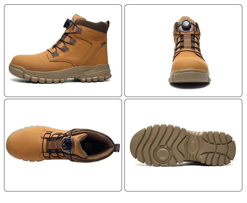 Size 47 48 Winter Work Safety Boots Men Steel Toe Work Shoes Rotating Button Waterproof Protective Men Safety Shoes Footwear