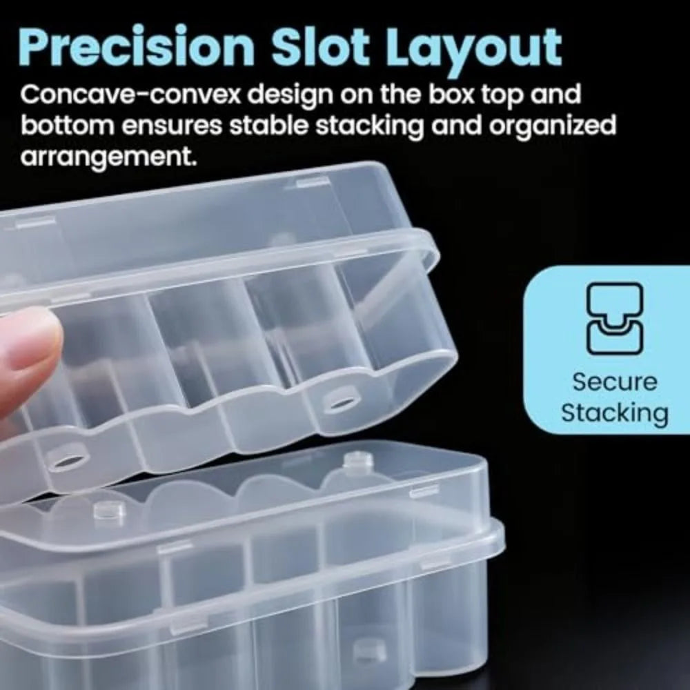 3/5/7/10mL 2/10/24-Slot Vial Storage Case Plastic Clear Microtube Storage Box Stackable Freezer Tube Box Refrigerator Organizer