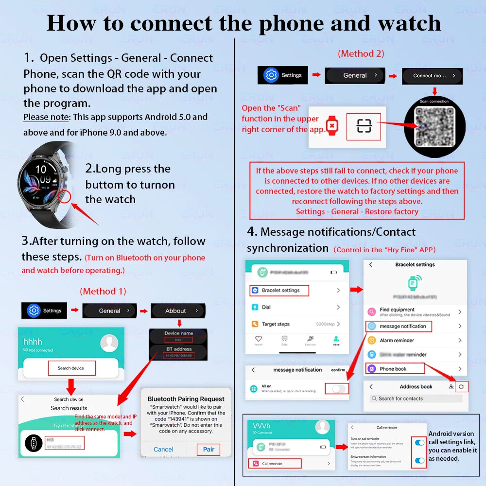 1.83-Inch Smart Watch for Men And Women - Wireless Call Watch, with APP Message Notification, Calculator, Alarm Clock